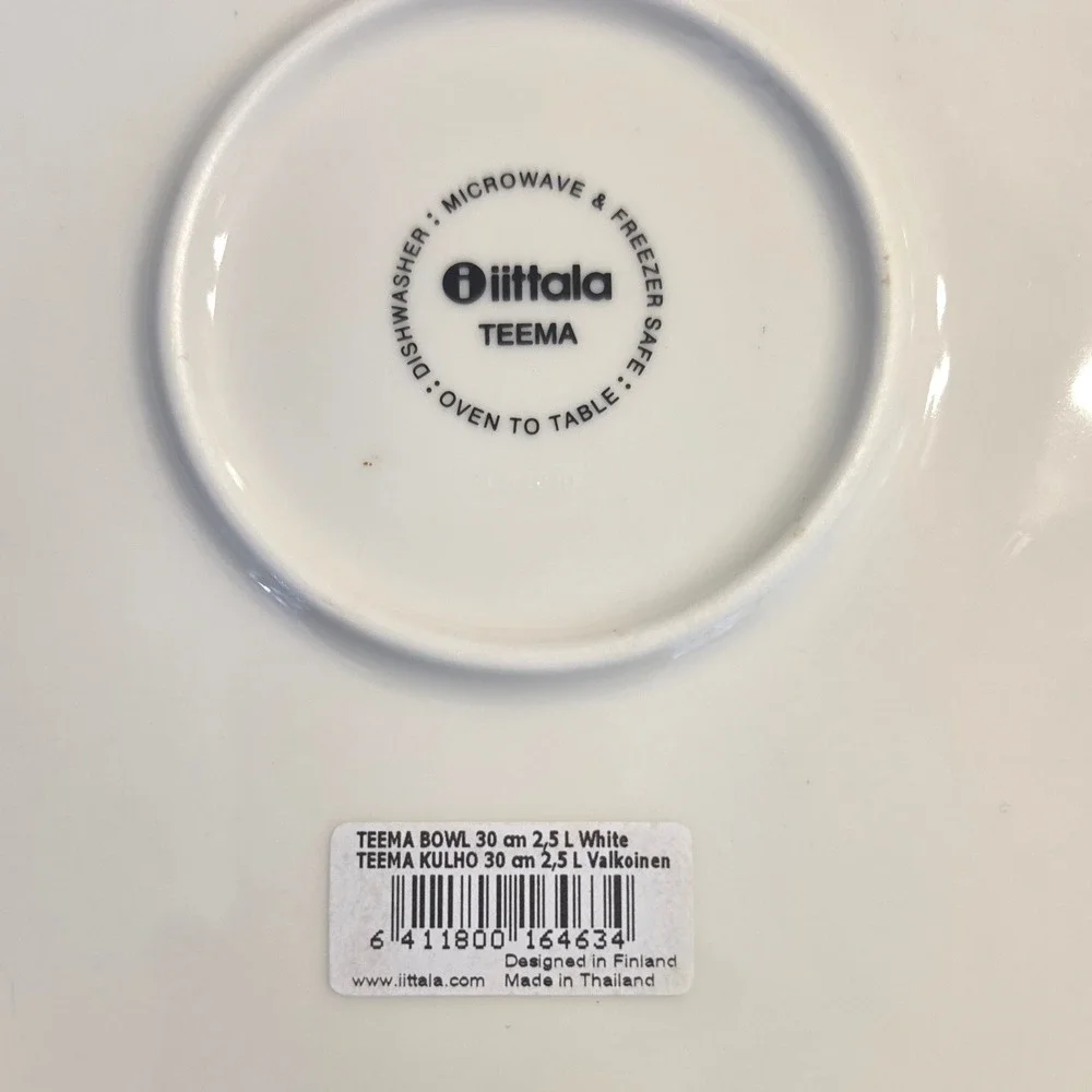 Iittala Teema White 30cm‎ 2.5L Serving Bowl Kaj Franck Finland Ceramic Chipped